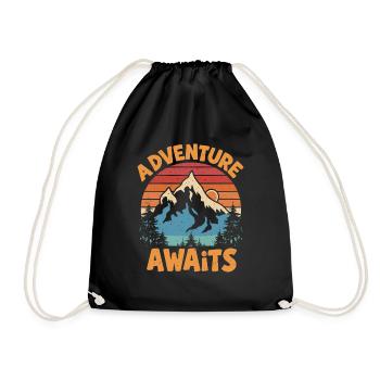 Adventure Awaits - Drawstring Bag - black - Front