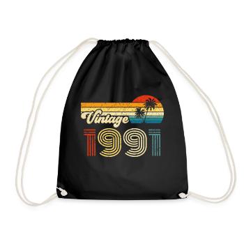 Vintage 1991 - Drawstring Bag - black - Front