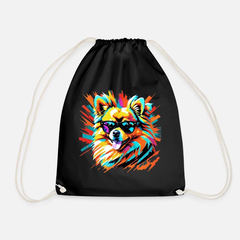 Pomeranian - Drawstring Bag - black