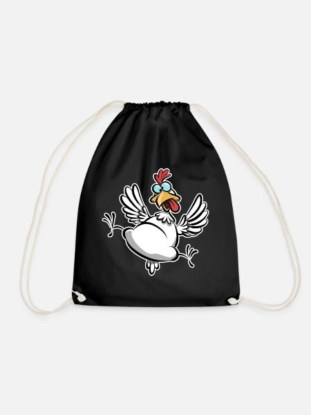 verrücktes Huhn, Hühnerfan, lustiges Huhn Cartoon - Turnbeutel - Schwarz