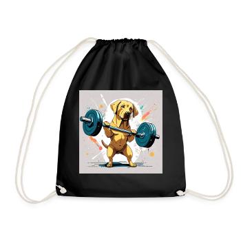 Labrador lifts weights - Drawstring Bag - black - Front