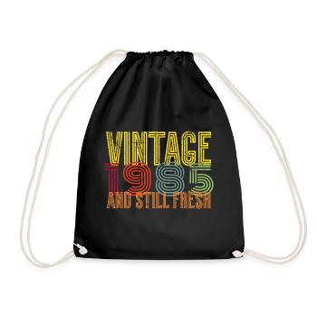 1985 Vintage Vintage Birthday Gift - Drawstring Bag - black - Front