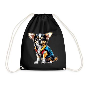 Cute little Chihuahua dog in comic style - Drawstring Bag - black - Front