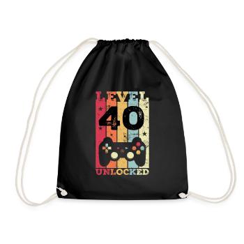 40th Birthday Gamer - Drawstring Bag - black - Front
