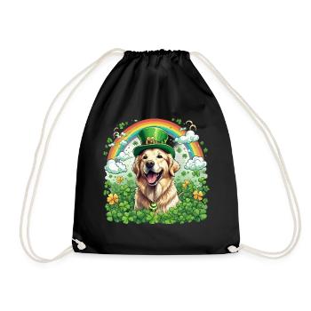 Green Hat and Clover I St. Patrick's Day Golden - Drawstring Bag - black - Front
