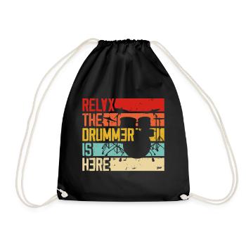 Relax the Drummer is Here - Drawstring Bag - black - Front