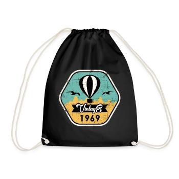 1969 Vintage Vintage Birthday Gift - Drawstring Bag - black - Front