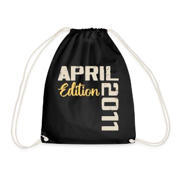 13 Year Anniversary April 2011 Birthday Gift - Drawstring Bag - black - Front