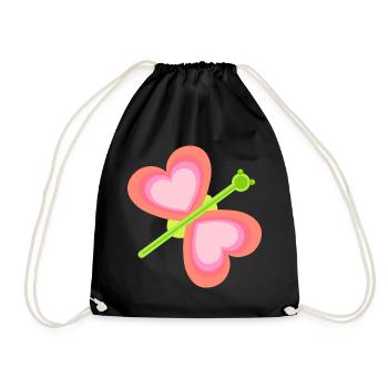 Heart Butterfly Spring Child Baby Insects 80s - Drawstring Bag - black - Front