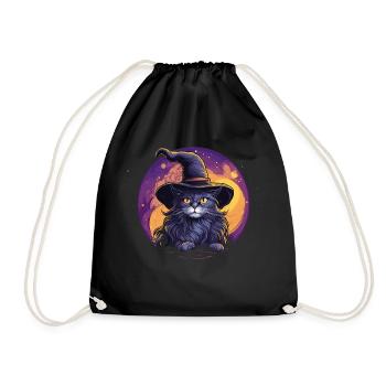 Chat noir avec chapeau de sorcière - Sac de sport léger - noir - Devant