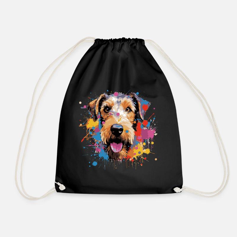 Wirehaired Fox Terrier - Drawstring Bag - black