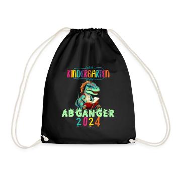 Kindergarten Abgänger 2024 Dino Abschied Kita Kiga - Turnbeutel - Schwarz - Vorne