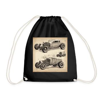 Bauplan / Sepia / Vintage / Retro / Old Timer - Turnbeutel - Schwarz - Vorne