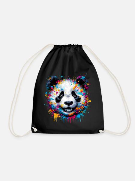 Panda - Turnbeutel - Schwarz