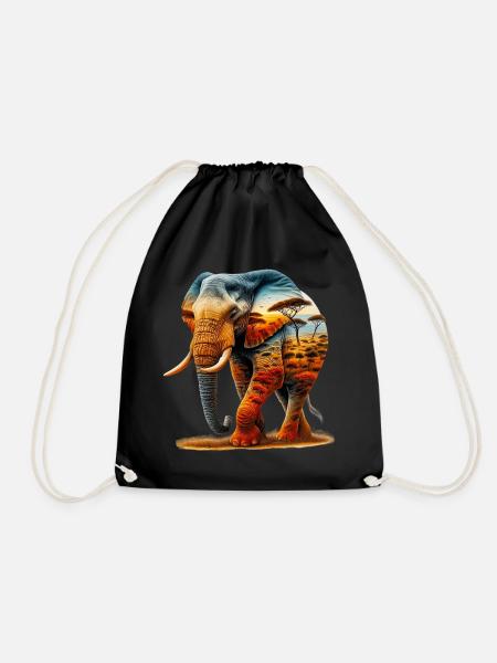 Elefant - Turnbeutel - Schwarz