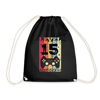 15th Birthday 15 Years of Gamer - Drawstring Bag - black - Front