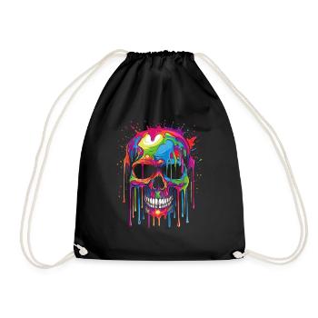 Popart Skull - Drawstring Bag - black - Front