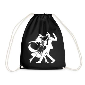 Cool foxtrot design: Two dancing foxes! - Drawstring Bag - black - Front