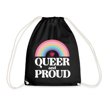 LGBT Pride Month - Queer and Proud - Drawstring Bag - black - Front