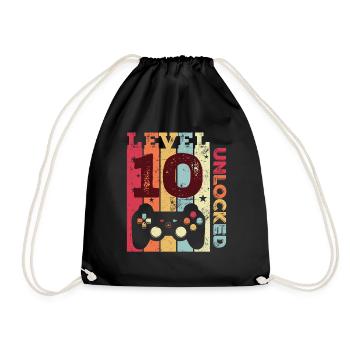 10th Birthday Gamer - Drawstring Bag - black - Front