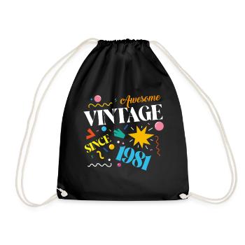 Vintage 1981 - Drawstring Bag - black - Front