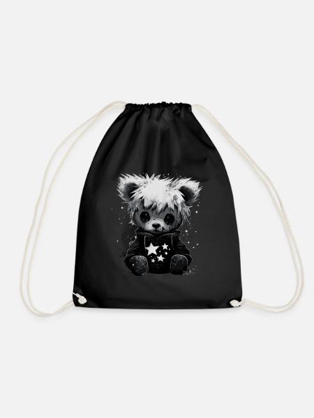 Niedlicher Emo Teddybär - Turnbeutel - Schwarz
