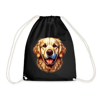 Golden Retriever Labrador Dog - Drawstring Bag - black - Front