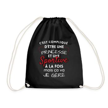 Princess and Sportswoman, I manage! - Drawstring Bag - black - Front