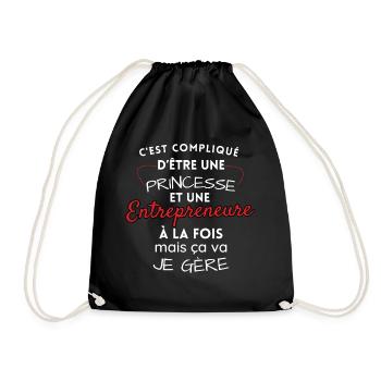 Princesse et Entrepreneure, je gère! - Sac de sport léger - noir - Devant