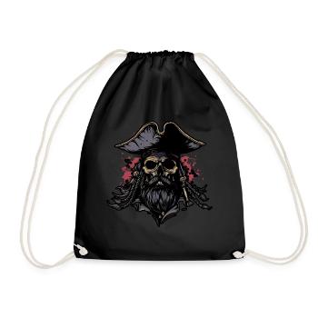 Piratenschädel - Turnbeutel - Schwarz - Vorne