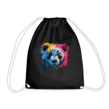 Pandabär - Turnbeutel - Schwarz - Vorne