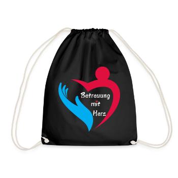 Blue Hand Betreuung mit Herz - Turnbeutel - Schwarz - Vorne