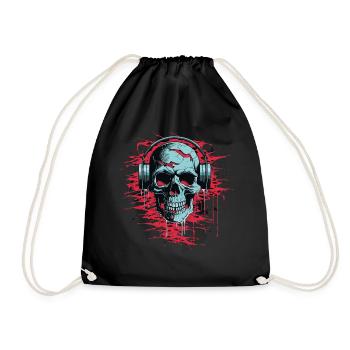 Zombie Skull Disc Jockey - Drawstring Bag - black - Front