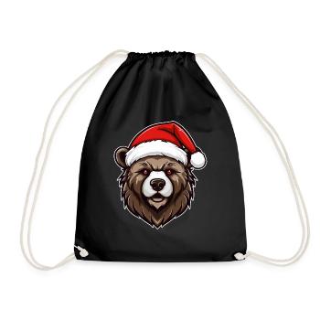 Christmas teddy bear in a bad mood - Drawstring Bag - black - Front
