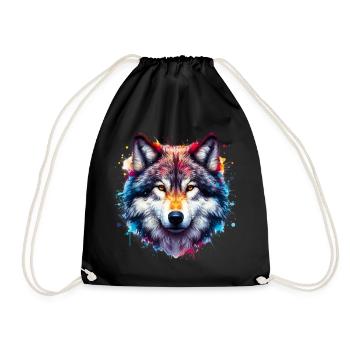 Wolf - Turnbeutel - Schwarz - Vorne