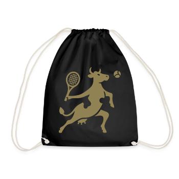 Kuhtennis Tennisspieler Silhouette Minimalistisch - Turnbeutel - Schwarz - Vorne