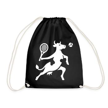 Kuhtennis Tennisspieler Silhouette Minimalistisch - Turnbeutel - Schwarz - Vorne
