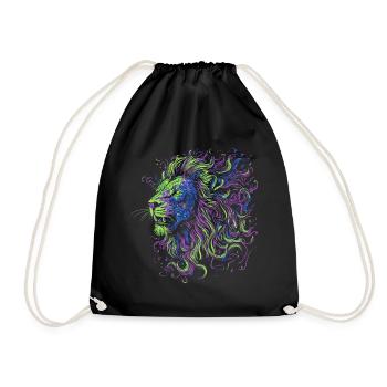 Lion Coloré Tête de Lion Néon Coloré Prédateur Art - Sac de sport léger - noir - Devant