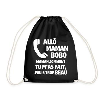Mom, super mom, beautiful kid - Drawstring Bag - black - Front
