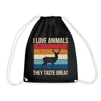 I love animals – they taste great! - Drawstring Bag - black - Front