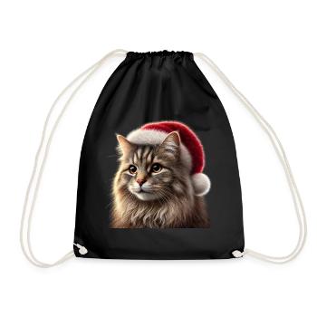 Christmas Cat - Turnbeutel - Schwarz - Vorne