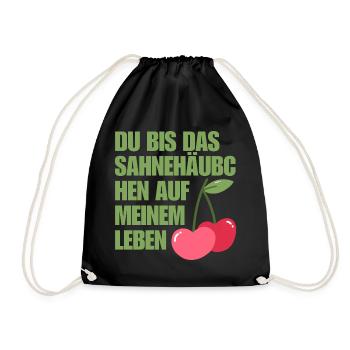 Lustige Valentinstag-Sprüche mit Kirsche drauf - Turnbeutel - Schwarz - Vorne