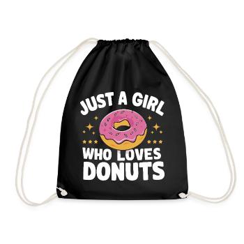Donut Donuts Süßigkeiten Bagel - Turnbeutel - Schwarz - Vorne
