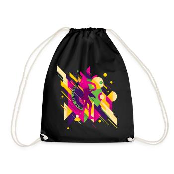 Buntes Tennis trifft Abstrakte Kunst 🎾 Sport - Turnbeutel - Schwarz - Vorne