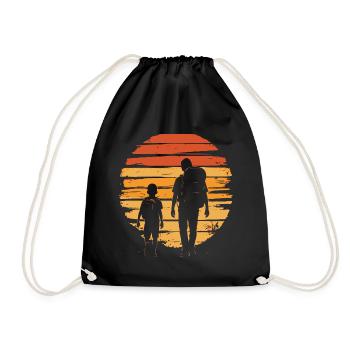 Vater und Sohn Wandern vintage - Turnbeutel - Schwarz - Vorne