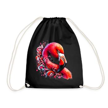 Flamingo - Turnbeutel - Schwarz - Vorne