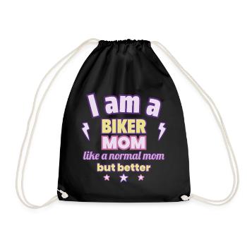Biker Mom, Gift Mother's Day, Motorcycle - Drawstring Bag - black - Front