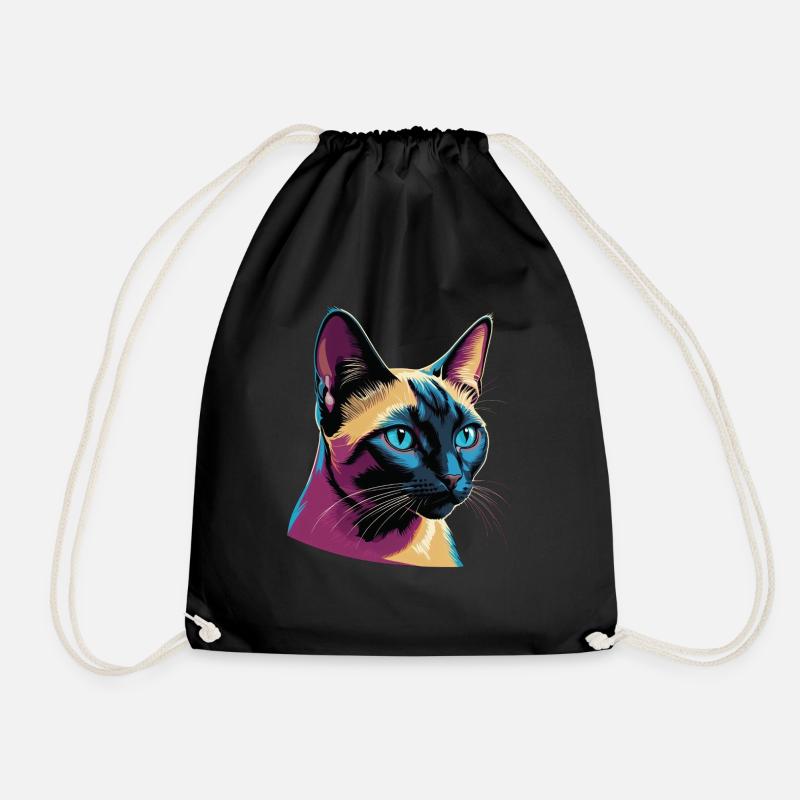 Lebendige Pop-Art-Siamkatze - Modernes Porträt - Turnbeutel - Schwarz