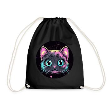 Neon Cat Pop Art - Drawstring Bag - black - Front
