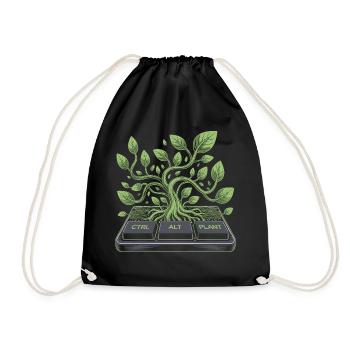ctrl alt plant garden design - Drawstring Bag - black - Front